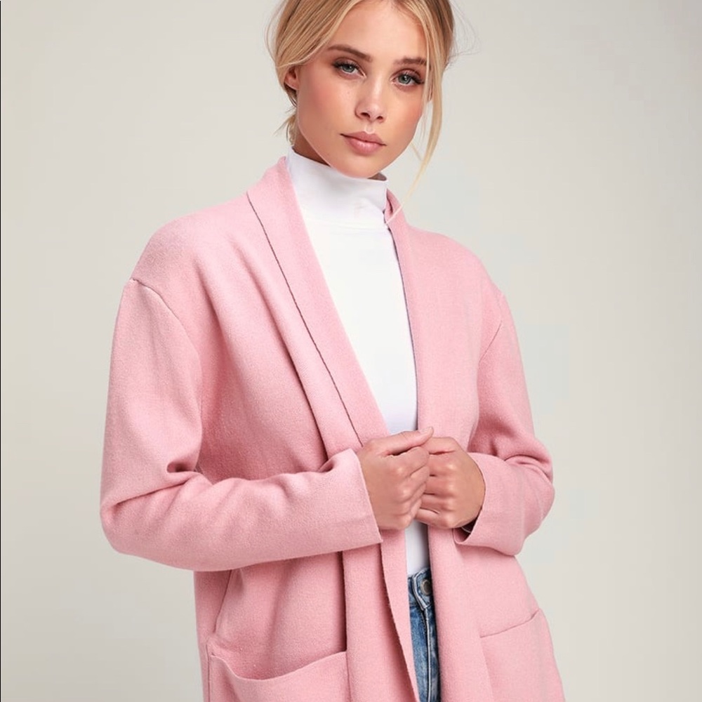 Lulu’s pink sweater coat SZ M fits like L